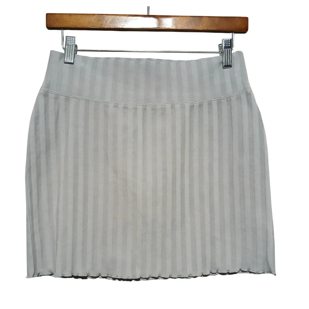 OFFLINE by Aerie OG Original Ribbed Mini Skirt Grey Lettuce Edge Womens Medium